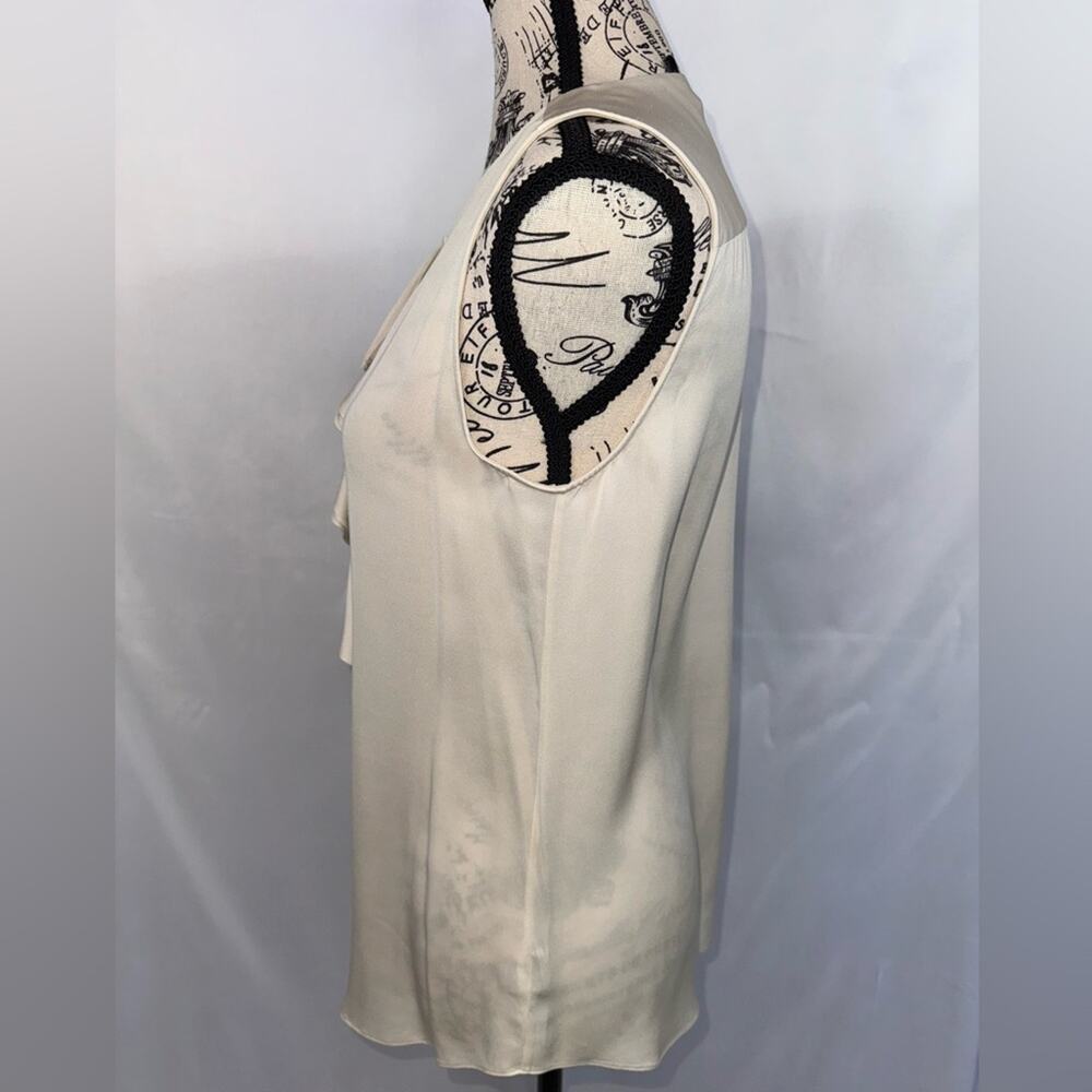 Theory Ivory Silk Ruffle Sleeveless Blouse (v) - Picture 2 of 9